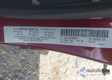 2015 Chrysler 200 C from USA, damaged, VIN 1C3CCCCG2FN620640